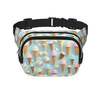ice cream and Waffle Pattern print Fanny Pack Purse with Adjustable Strap Square Double Layer Waist Bag Belt Unisex Everywhere
