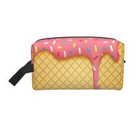 ice Cream and Waffle Pattern Print Travel Grooming Storage Bag, Reusable Makeup Storage Organizer, Bathroom Supplies