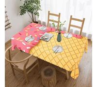 Ice Cream And Waffle Pattern Rectangle Tablecloth Waterproof Polyester Farmhouse Table Cloth Stain And Wrinkle Resistant Washable Decorative Table Cover for Dining, Party And Camping 60"x120"
