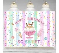 Ice Cream Backdrop Girl's Birthday Party Sweet Themed Candy Land Decorations Banner Photoshoot Background Cake Table 300x200cm