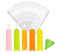 Ice Cream Bags - Reusable Ice Cream Mold Bags | Ice Pop Bag with Silicone Funnel | Freezer Tubes Ideal for Homemade Juice, Smoothies, Yogurt,Summer Treats