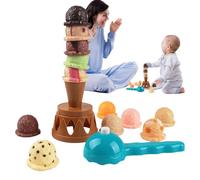 Ice Cream Balancing Toy - 18cm Spoon Stacking Game, Pastel Set, Fine Motor Skills Training Tool | Preschool Class Activity Learning Coordination Game