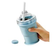 Ice Cream Balls Mold | Foldable Leakproof Three Hundred and Twenty-Five ml with Straw and Lid | Round Ice Ball Shape | for Home Office Gym Travel Hiking Outdoor, Juice Beer Soda and Cocktail