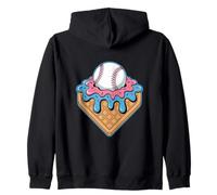 Ice Cream Baseball Waffle Dripping Ballpark Diamond Zip Hoodie