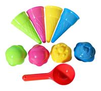 Ice Cream Beach Set,9 Piece Beach Play Set with Four Ice Cream Cones and Four Lids, Includes Scoop for Sand Play Activities, Sandpit Toys for Sandpit and Outdoor Play