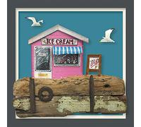 "Ice Cream" Blank Coastal Themed Greetings Card Designed by Seth Draper for Holy Mackerel, 150mm Square with a Brown Kraft Envelope