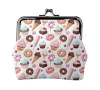 Ice Cream Cake Colorful Print Coin Purse for Women, Kiss-lock Change Purse Wallets, Small PU Leather Coin Purses