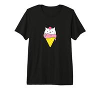 Ice Cream Cat Print Premium T-Shirt