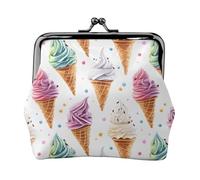 Ice Cream Colorful Print Coin Purse for Women, Kiss-lock Change Purse Wallets, Small PU Leather Coin Purses