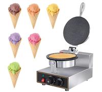 Ice Cream Cone Belgian Maker, Commercial Intelligent Round Maker Nonstick Iron Machine, Professional Commercial Maker for Restaurant,Single-110V