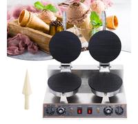 Ice Cream Cone Commercial Machine, Maker, Electric Stainless Steel Egg Roll Mold Bowl Maker for Home Restaurant Use,Double-110V
