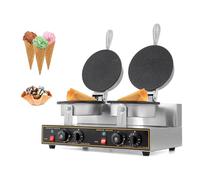 Ice Cream Cone Commercial Maker, 2400W Non-Stick Maker Machine, Double-head Electric Crispy Egg Roll Iron Maker for Restaurant Home Party, Food Stand