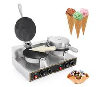 Ice Cream Cone Electric Maker, 2400w Commercial Machine, Stainless Steel Non-Stick Waffles Maker Double Head Egg Roll Mold, For Pizza, Pancakes, Omelets, Egg Rolls Or Omelets