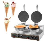 Ice Cream Cone Electric Maker, Commercial 1200W Machine, with Temperature and Time Control, Handle, for Restaurant Bakery Snack Bar Family,Double-110V