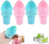 Ice Cream Cone Holder, Ice Cream Cone Scoop, Mini Ice Cream Cones Reusable, 2024 New Food Grade Plastic Cone Shaped Ice Cream Scoop for Birthday Party Wedding (Mixed-4pcs)