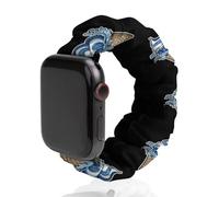 Ice Cream Cone Japanese Hokkaido Wave Elastic Scrunchie Watch Bands Bracelet Strap Compatible with IWatch Series 6 5 4 3 2 1 Black-style 38mm/40mm