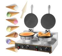 Ice Cream Cone Maker, Commercial 1200W Professional Maker Machine, Electric Stainless Steel Round Iron, Non-Stick Coating,Double-220V