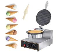 Ice Cream Cone Maker, Commercial 1200W Professional Maker Machine, Electric Stainless Steel Round Iron, Non-Stick Coating,Single-110V
