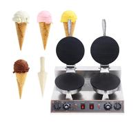 Ice Cream Cone Maker, Commercial Machine, 1200W Electric Stainless Steel Non-Stick Waffles Maker,Double-110V