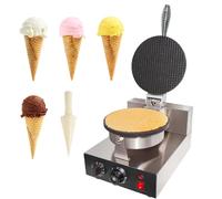 Ice Cream Cone Maker, Commercial Machine, 1200W Electric Stainless Steel Non-Stick Waffles Maker,Single-110V