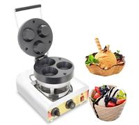 Ice Cream Cone Maker Machine, 1600W Electric Stuffed Burger Waffle Maker, Adjustable Temperature 0-300°C, Three-Hole Crispy Egg Roll Maker