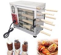 Ice Cream Cone Maker Machine, Commercial Electric Chimney Cake Roll Oven with 8 Sticks, 3200W, Two Styles, Bakes 8 Cones at a Time