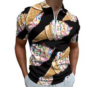 Ice Cream Cone Men's Golf Polo-Shirt Summer Short Sleeve T-Shirt Quick Dry Muscle Tees 3XL