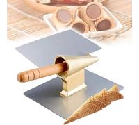 Ice Cream Cone Mold, Pure Copper Roll Cylinder with Comfortable Handle, Rapid Prototyping for DIY Waffle Cones
