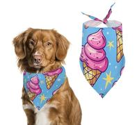 Ice Cream Cone Pattern Dog Bandanas for Feeding Grooming, Triangle Pet Bibs Washable Pets Scarf for Cats & Dogs