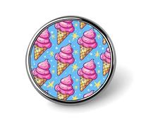 Ice Cream Cone Pattern Round Badge for Men Women, Durable & Stylish Lapel Pins, Lightweight Metal Badges for Shirts, Jackets, Hats