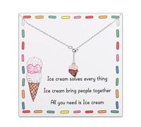 Ice Cream Cone Pendant Necklace All Your Need Is Ice Cream Jewelry Sweet Food Lover Gift Inspirational Graduation Gift (Ice Cream Necklace)