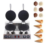 Ice Cream Cone Professional Maker Restaurant, 1200W Commercial Iron Non-Stick Classic Maker Machine, Electric Bowl Baker,Double-220V