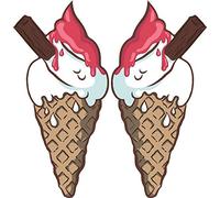 Ice Cream Cone Sticker Pair with Flake - Catering Ice Cream Van Window Trailer (Small 30x15cm)