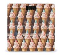 Ice Cream Cones Fifties Time Bathroom Scale Automatic Power On/Off Body Scales LCD Backlight Display Square Digital Scale Rounded Corners Bathroom Scales for Home Bedrooms