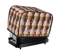 Ice Cream Cones Fifties Time Toaster Cover 2 Slice, Waterproof Bread Machine Covers with Pockets Universal Size Kitchen Small Appliance Cover with Handle, Dust and Fingerprint Protection
