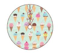 Ice Cream Cones Print Christmas Tree Skirt Xmas Mat New Year Holiday Party Farmhouse Garden Home Decor