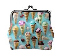 Ice Cream Cones Print Women'S Kiss Lock Coin Pouch, Mini Wallet For Cards And Lipstick, Soft Compact Purse