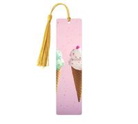 Ice Cream Cones Printed Metal Bookmarks M - Gold Lightweight Aluminium Book Marker for Books, Journals & Gifts, Ideal Book Lovers, Holiday Decor & Crafts
