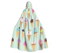 Ice Cream Cones Printing Vampire Halloween Hooded Cloak (57.8 Inches Length), Comfortable Large Hood Ideal For Cosplay