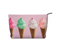 Ice Cream Cones Prints Corduroy Makeup Bag for Women Girls, Spacious Travel Cosmetic Organiser for Make-up, Toiletries & Essentials