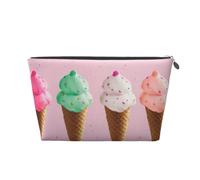 Ice Cream Cones Prints PVC Leather Travel Toiletry Bag with Silver Zippers, Waterproof Cosmetic Organiser for Makeup, Toiletries & Essentials