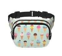 Ice Cream Cones Square Double Layer Waist Bag Belt Fanny Pack Purse with Adjustable Strap, Running, Travel, Hiking