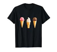 Ice Cream Cones - Strawberry, Vanilla, Chocolate Value Graphic T-Shirt, Men, Black, L