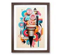 Ice Cream Constructivism Framed Wall Art Print, Ready to Hang Picture for Living Room Bedroom Home Office, Walnut A2 (48 x 66 cm)
