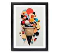 Ice Cream Constructivism No.2 Framed Wall Art Print, Ready to Hang Picture for Living Room Bedroom Home Office, Black A2 (48 x 66 cm)