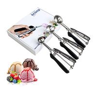 Ice Cream Cookie Scoop for Baking Set of 3, Melon Baller Scoop Anti-Freeze Handle Stainless Steel Scooper with Trigger, Cupcake Scoop Batter Dispenser Tablespoon for Dough Ball, Ice cream,Snow Cone