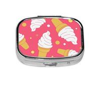 Ice Cream Cool Summer Supply,Meta Pill Box 2 Compartment Medicine Case,Portable Organizer,Rectangle Meta Portable Organizer Pill Box 366 Compartment Medicine Case