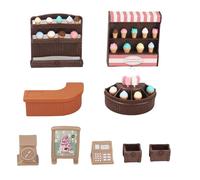 Ice Cream Counter Playset with Display Rack Pretend Food Toys Mini Dessert Shop Role Play for Kids Boys Girls