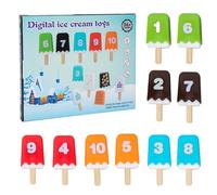 Ice Cream Counting Toy - Wooden Cones Set, Math Classroom Activity Game, Quantity Sorting Skills Builder, Motr Coordination Development Aid