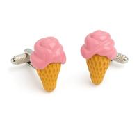 Ice Cream Cufflinks - Onyx Art CK651 Dessert Novelty Cuff Links in Premier Life Packaging